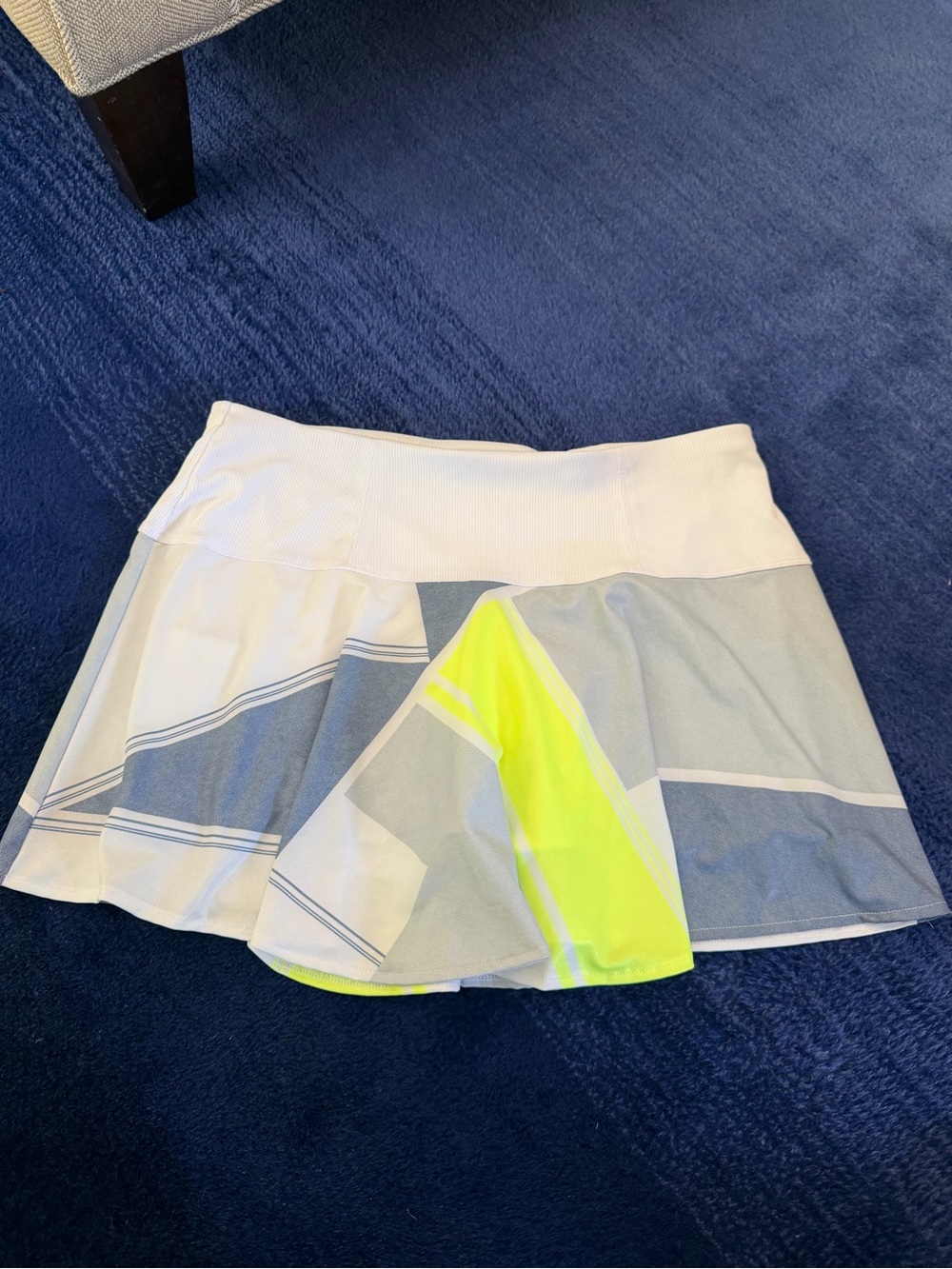 Lucky in Love White and Neon Yellow A-Line Tennis Skirt